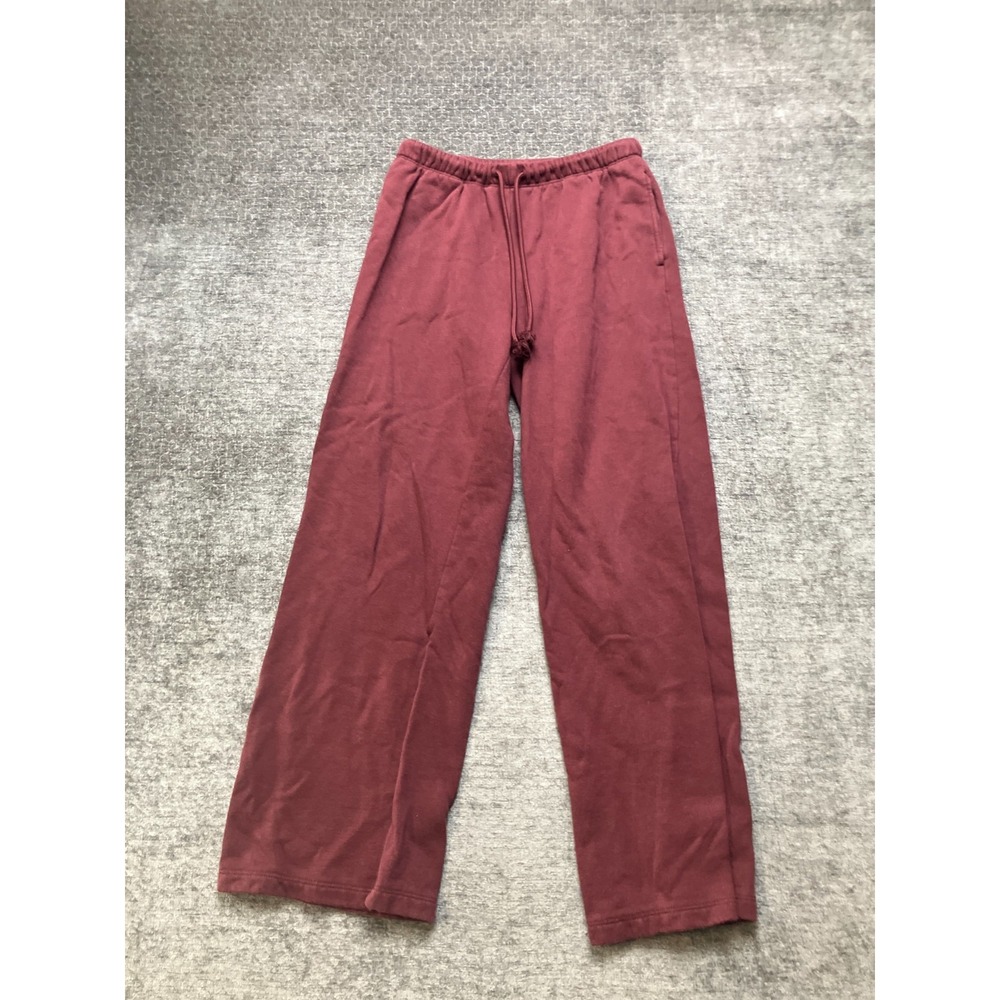 H&M Divided Sweatpants Womens Small Maroon Fleece Lined Wide Leg Elastic Waist
